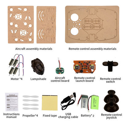 2.4g réglage à distance quadcopter ensemble de jouets Bemay en bois assembler éducatif Rc Drone Kit