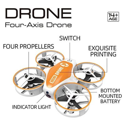 Mini-avion jouet télécommandé à 360° et lumières LED État d'assemblage prêt à l'emploi X11 ORANGE