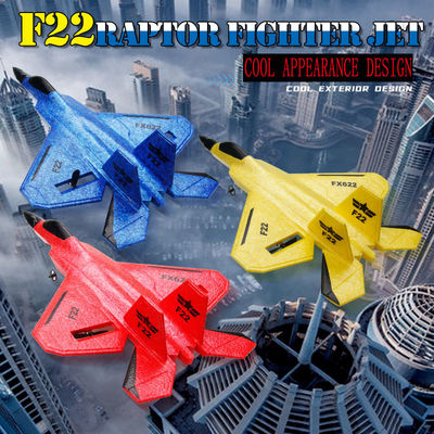 FX622 RC Avion télécommandé Avion F22 Modèle de jouet Petit planeur en mousse avec lumières Combattant pour améliorer la fréquence de 2,4 GHz