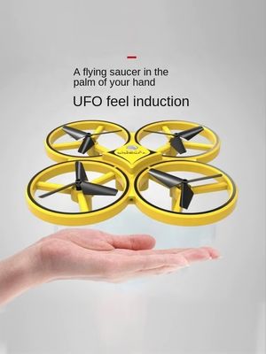Jaune D10H Conception populaire Conception personnalisable Jouet d'avion Contrôle des gestes Drone avec lumières LED Pour les enfants Distance à distance 80m
