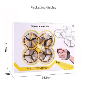 Jaune D10H Conception populaire Conception personnalisable Jouet d'avion Contrôle des gestes Drone avec lumières LED Pour les enfants Distance à distance 80m
