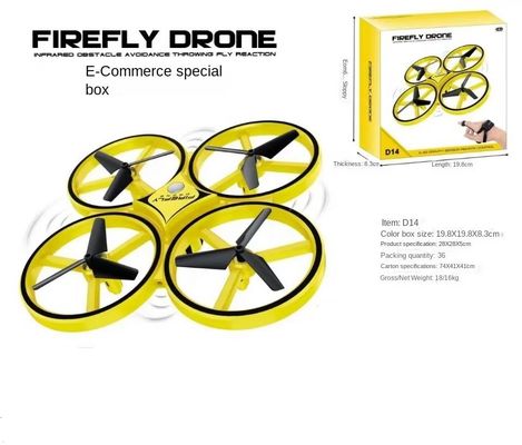 Jaune D10H Conception populaire Conception personnalisable Jouet d'avion Contrôle des gestes Drone avec lumières LED Pour les enfants Distance à distance 80m