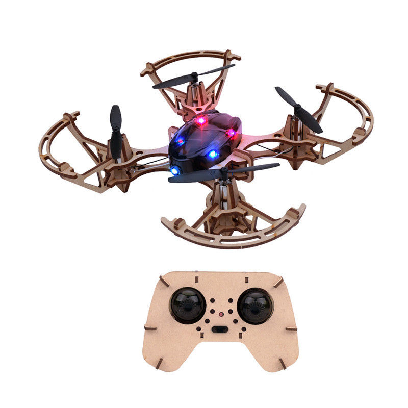 2.4g réglage à distance quadcopter ensemble de jouets Bemay en bois assembler éducatif Rc Drone Kit