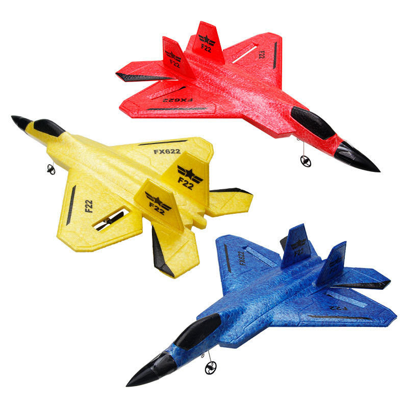 FX622 RC Avion télécommandé Avion F22 Modèle de jouet Petit planeur en mousse avec lumières Combattant pour améliorer la fréquence de 2,4 GHz